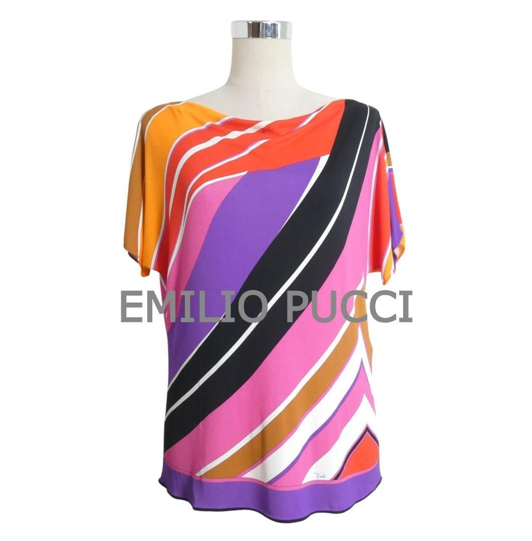 snc エミリオ・プッチ EMILIOPUCCI カットソー 七分袖 38 青 シルク