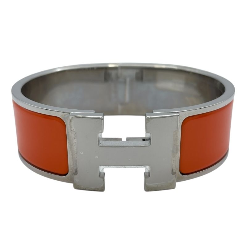 エルメス HERMES クリッククラックH GM オレンジ SV金具 メタル レディース バングル