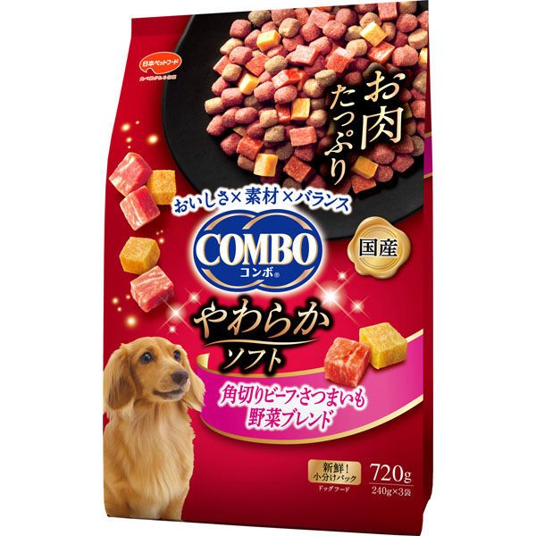 同梱不可 10個セット COMBO コンボ ドッグ やわらかソフト 角切りビーフ さつまいも 野菜ブレンド 720g