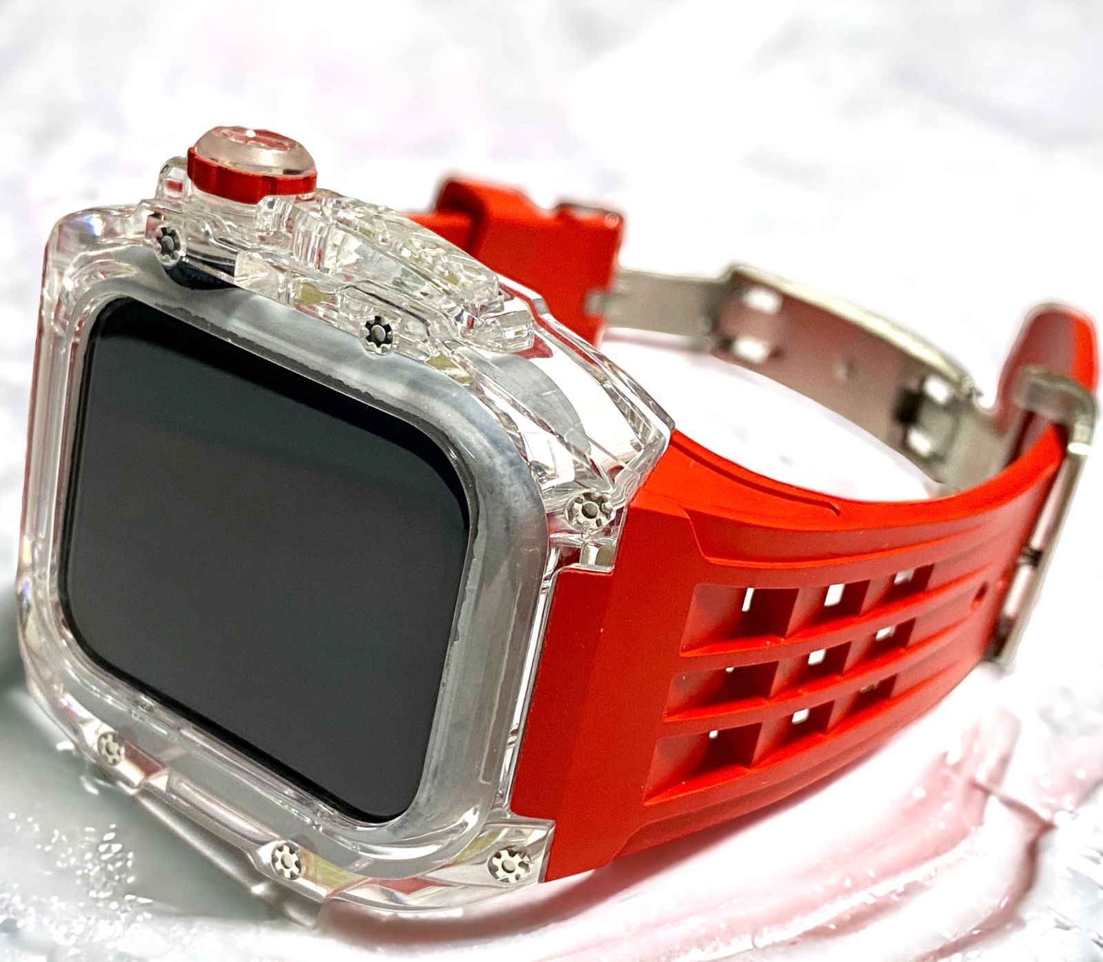 R8☆Apple Watch FKMラバーベルト クリアケース カバー バンド R8☆Apple Watch FKMラバーベルト クリアケース カバー バンド