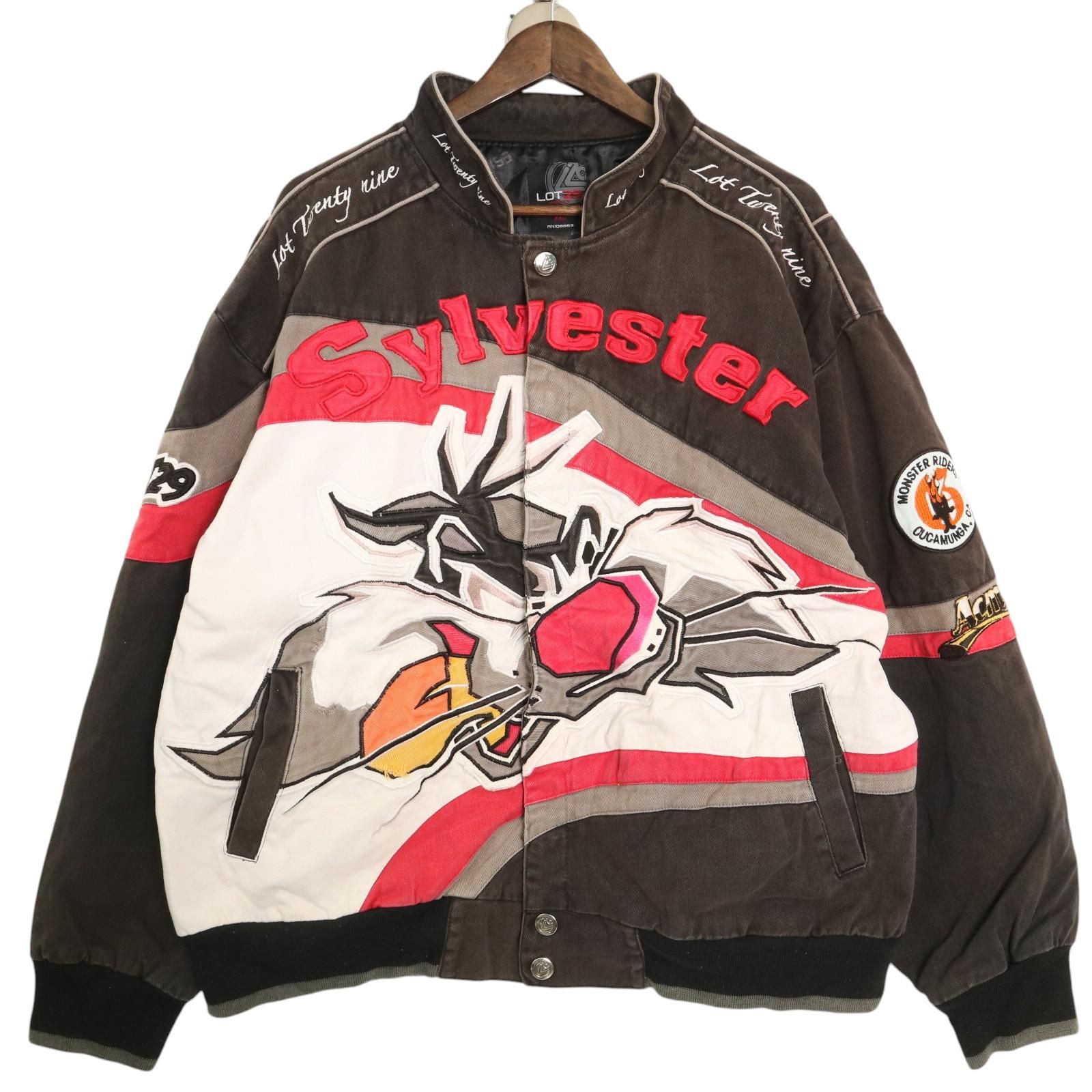 00年代 LOONEY TUNES ルーニー・テューンズ シルベスター レーシングジャケット 大きいサイズ キャラクター (メンズ XXL) 中古 古着 A3710
