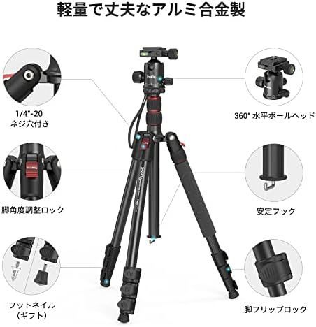 一脚可変式 360°自由雲台付き