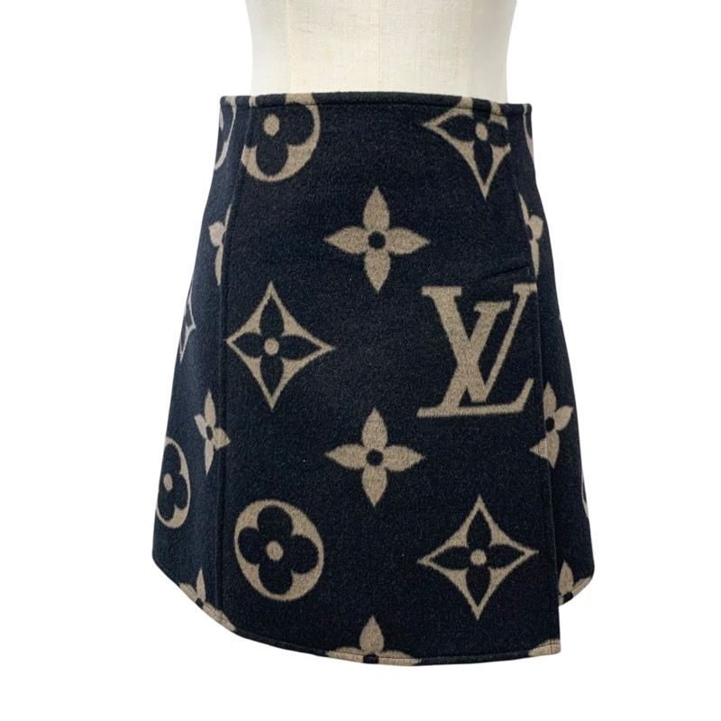 ヴィトン ジャイアントモノグラム ウール Aライン ミニスカート ブラウン ヴィトン ジャイアントモノグラム ウール Aライン ミニスカート