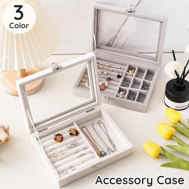 ☆ジュエリー収納ケース 携帯用 持ち運び 仕切り付き ボックス