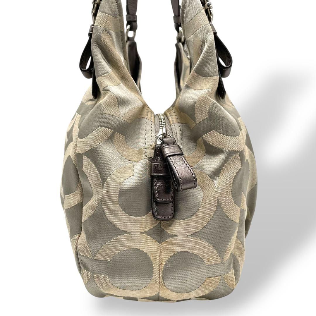 美品 COACH コーチ シグネチャー オプアート ハンドバッグ
