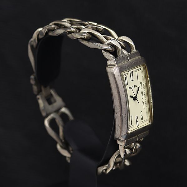 フォッシル EC-8725 QZ アイボリー文字盤 スクエア メンズ腕時計