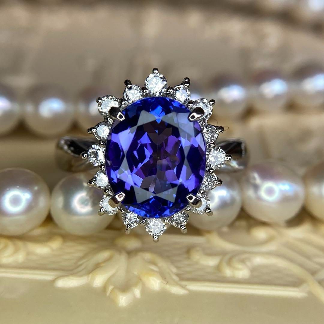 三越ブランド タンザナイト 4.05ct × ダイヤモンド リング 指輪｜鑑別書付き