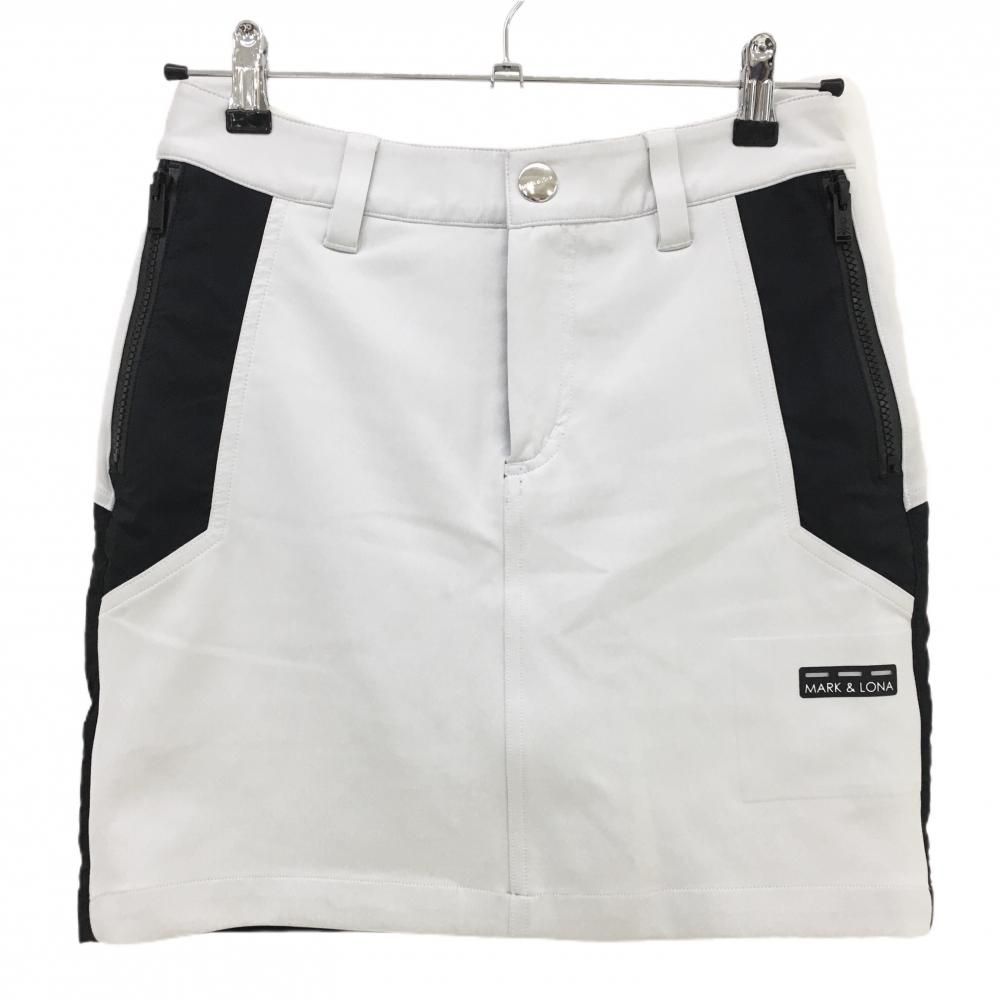【美品】マークアンドロナ スカート 黒×ライトグレー バイカラー  レディース 38(M) ゴルフウェア MARK＆LONA