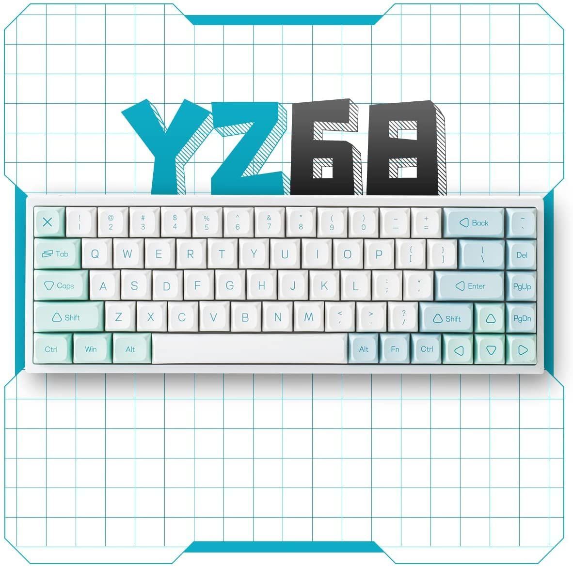 YUNZII YZ68 ミント 無線 ホットスワップ可能なメカニカルキーボード