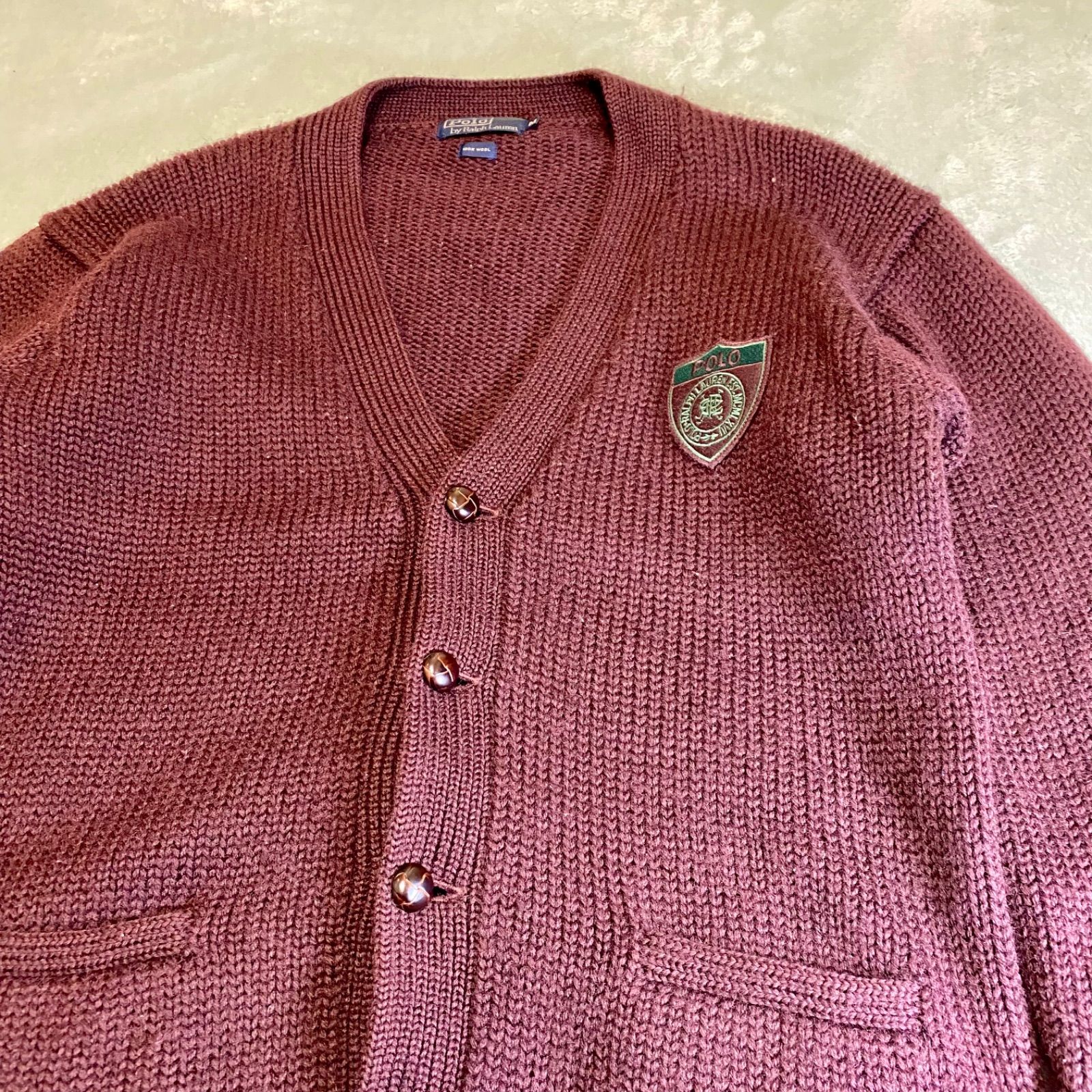 POLO ポロバイラルフローレン カーディガン ニット クルミボタン ウール Polo by Ralph Lauren】ラルフローレン くるみボタン 90s