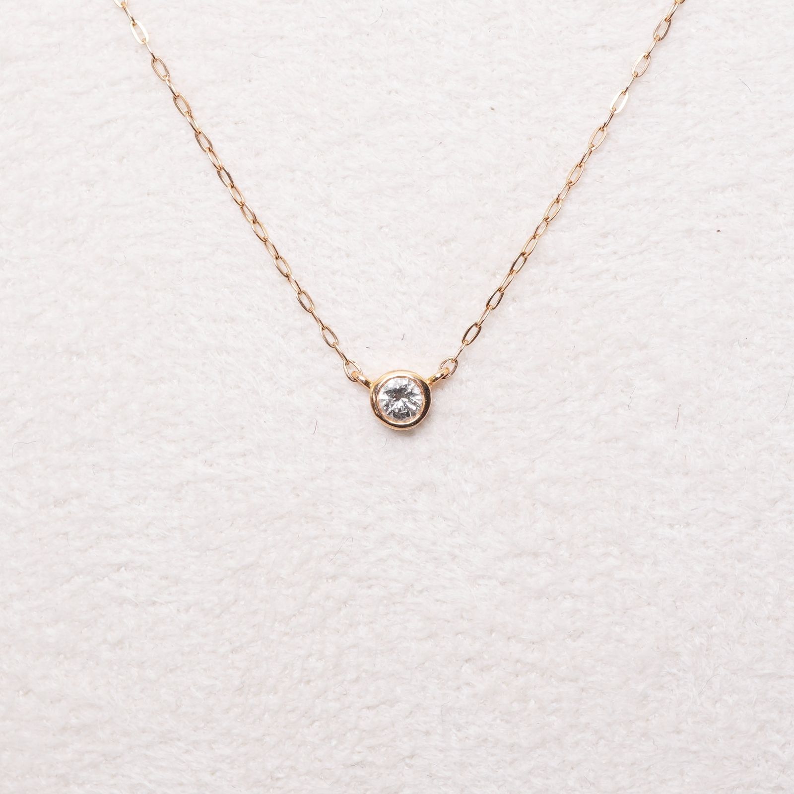 4℃ K18 フクリン 一粒ダイヤモンド ネックレス/24-4081 - メルカリ 