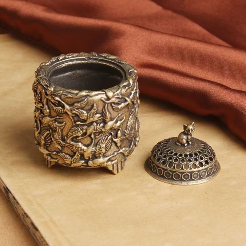銅器 風水グッズ 香炉 装飾品 工芸品 美術品 置物 銅器 竜龍紋香炉 風水グッズ 小物 装飾品 彫刻 工芸品 古美術品