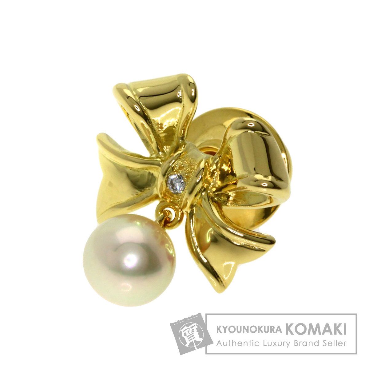 MIKIMOTO ミキモト リボンモチーフパール 真珠 タイピン K18YG メンズ