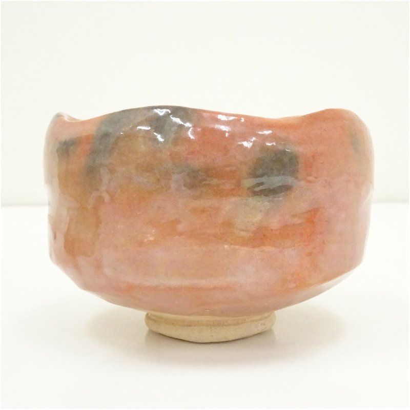 佐々木松楽造 赤楽茶碗 銘 福寿 前大徳 大橋香林書付 共箱 茶道 抹茶 おしゃれ 抹茶茶碗 抹茶碗 和食器 レトロ 茶器 骨董 茶わん 茶会 茶の湯 楽焼