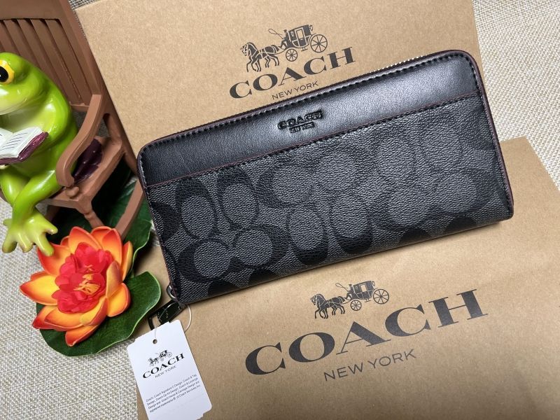 COACH コーチ メンズ 長財布 シグネチャー ブラック オックスブラッド