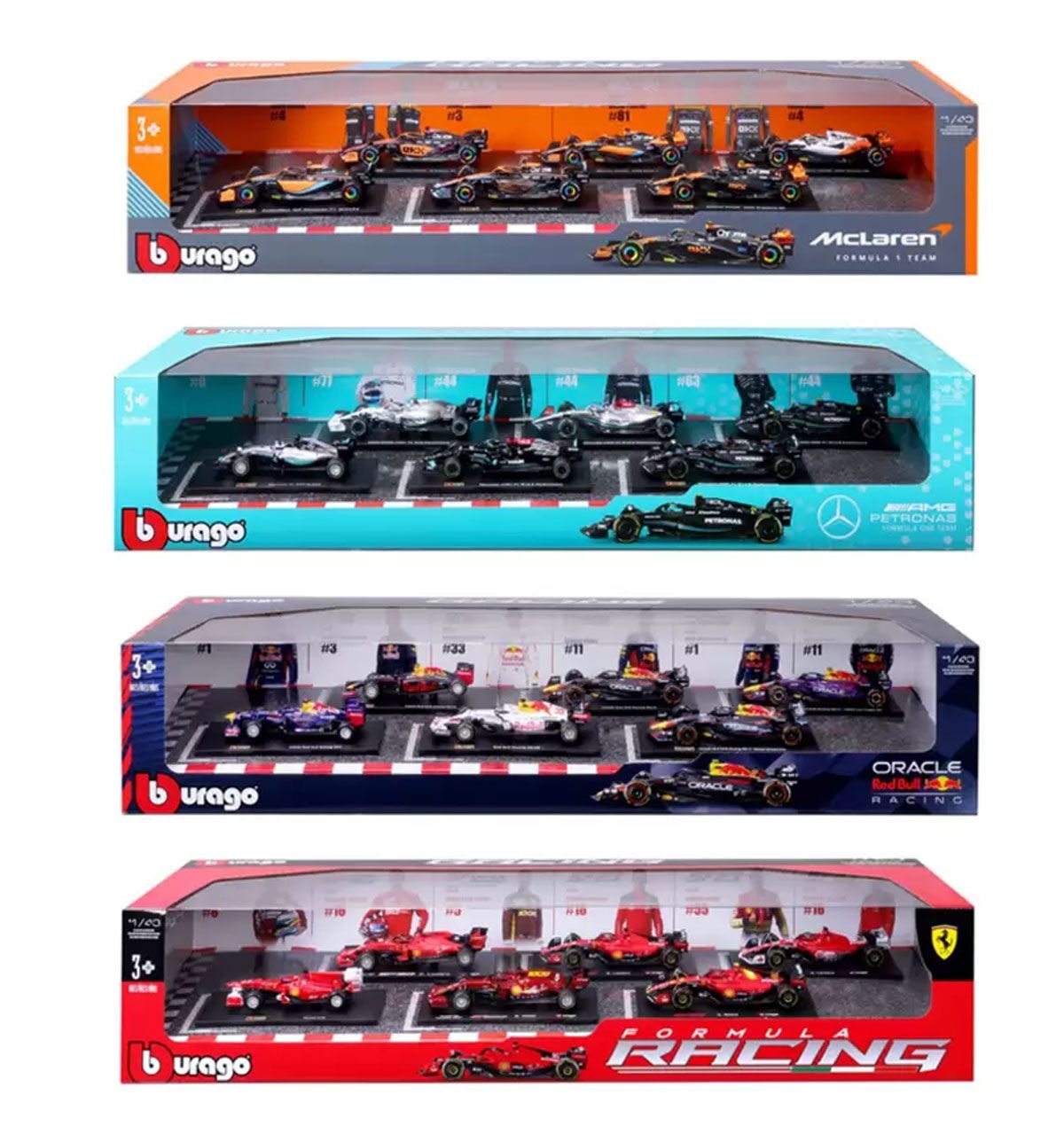 Bburago 1 43 フォーミュラ1 ダイキャストカー 6個セット レースカー マクラーレン メルセデス レッドブル フェラーリ ブラーゴ|ブラゴ