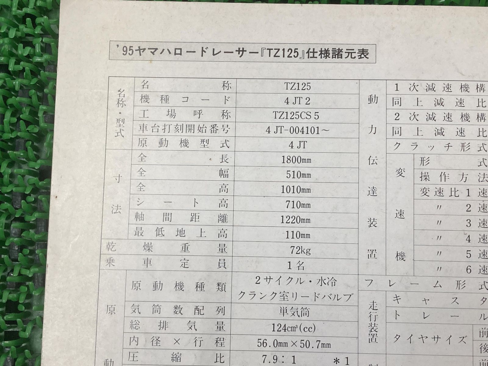 TZ125 サービスマニュアル 補足版 ヤマハ 正規 中古 バイク 整備書