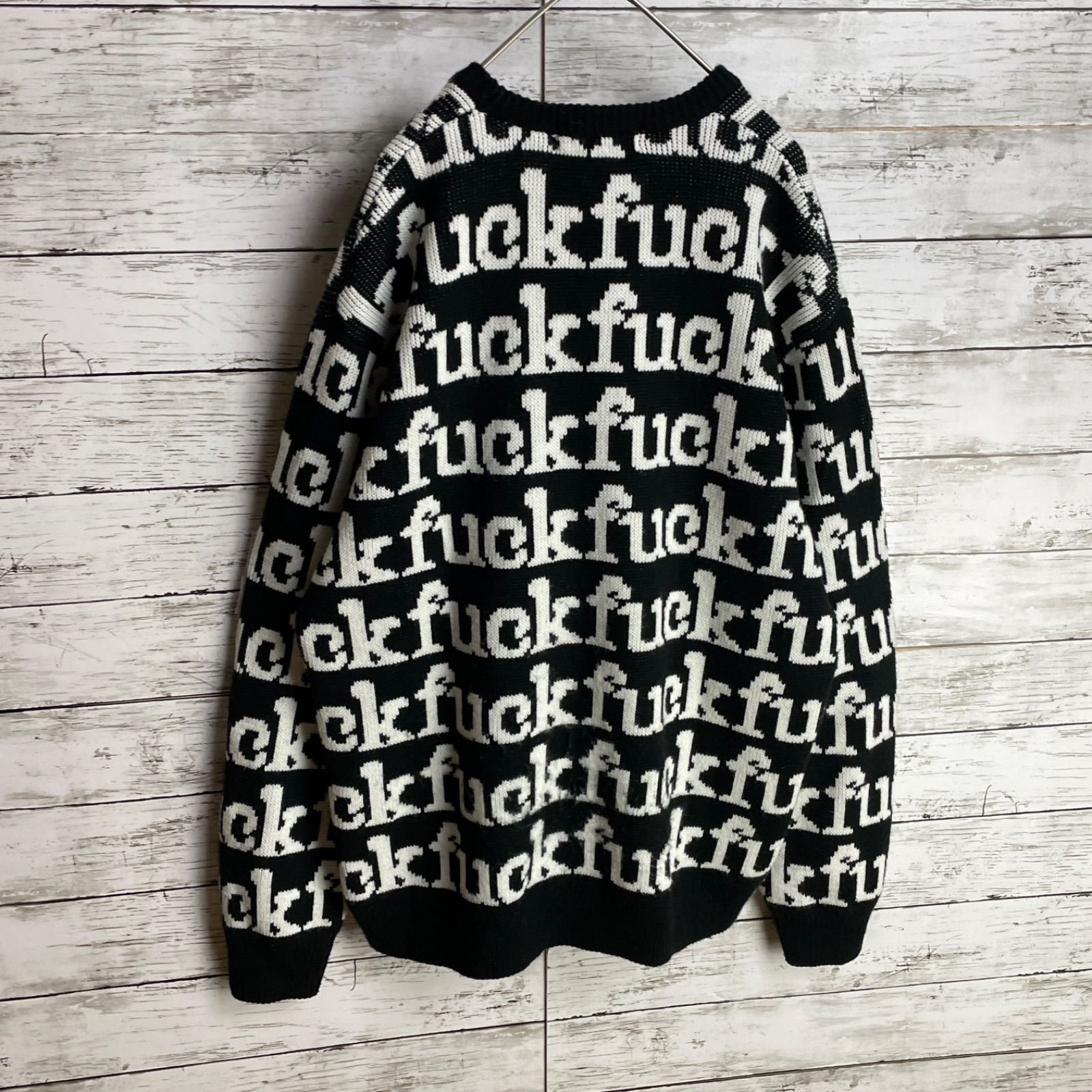 01289【美品・インパクト抜群】シュプリーム / Supreme☆fuck総柄 ニットセーター - メルカリ