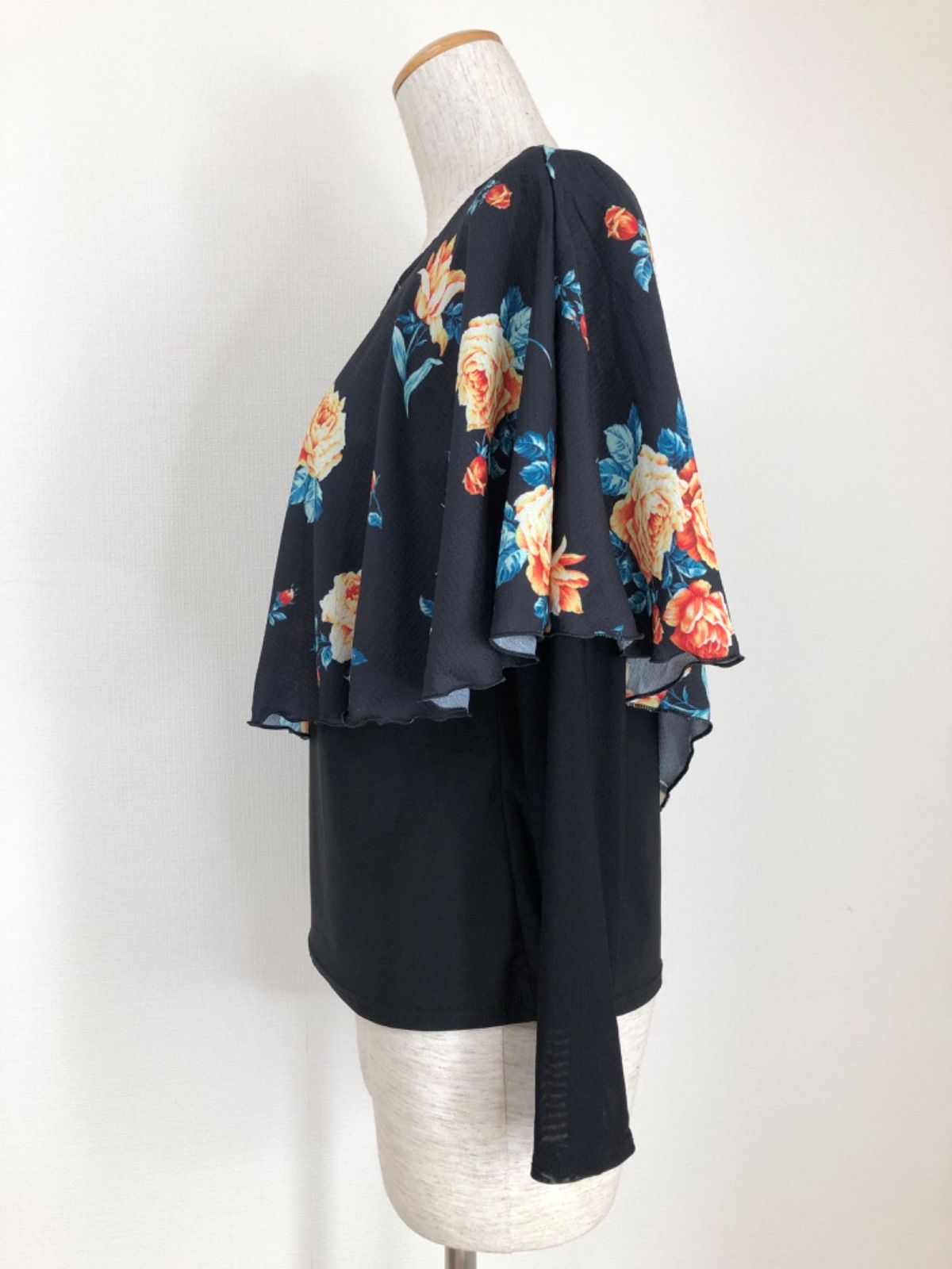 社交ダンスカットソー 紺】新品 社交ダンス ピンク花柄プリント