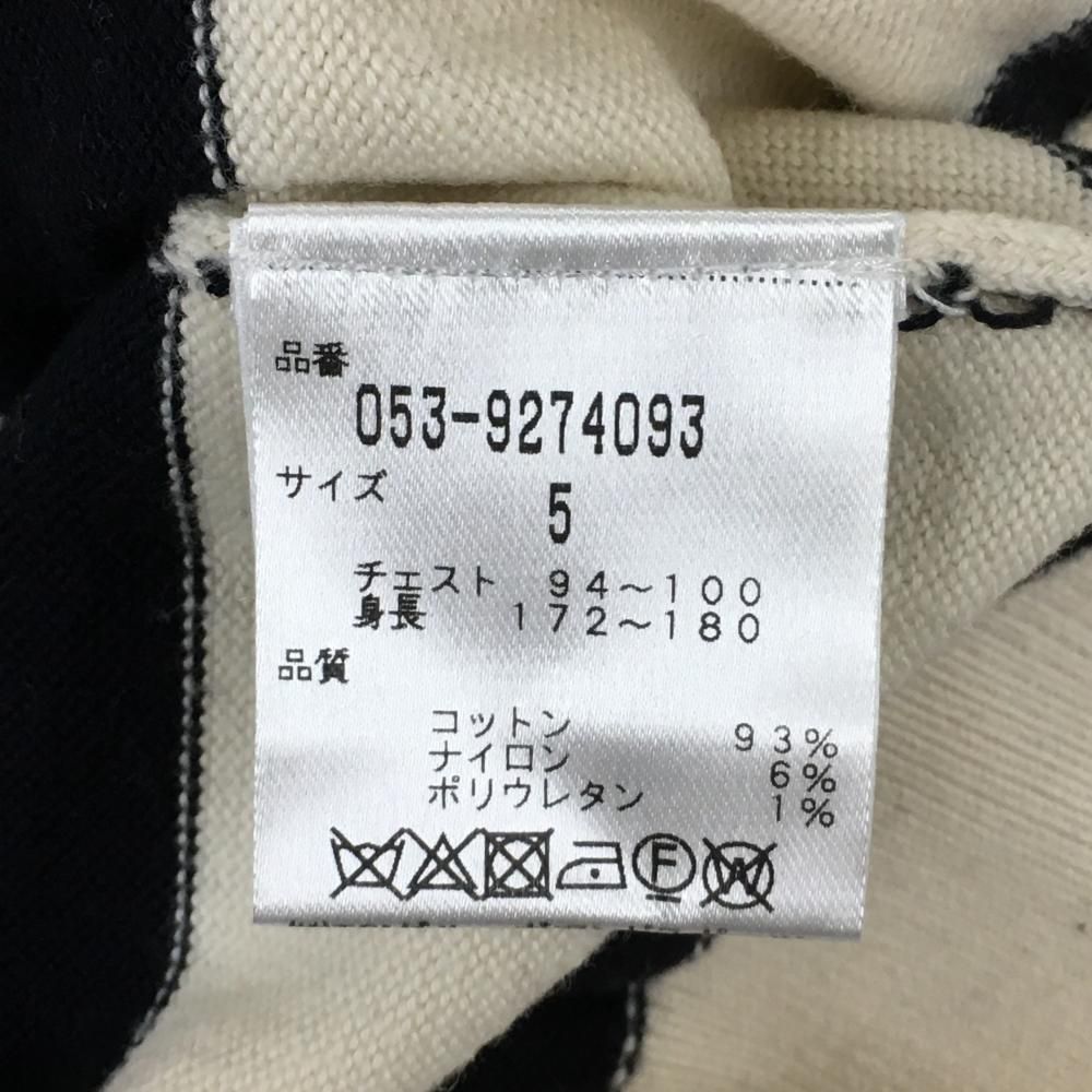 パンプス パーリーゲイツ タートルネックセーター アイボリー×ネイビー ボーダー ロゴワッペン ニット メンズ 5 L ゴルフウェア PEARLY GATES 【お中元ギフト】