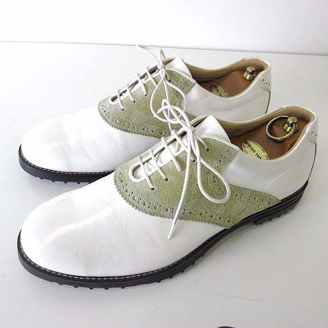 アザスゴルフ AZAS GOLF レア 希少 ゴルフシューズ 本革 レザー カモフラ柄 迷彩 27.0cm 白 ホワイト グレー くつ 靴 シューズ