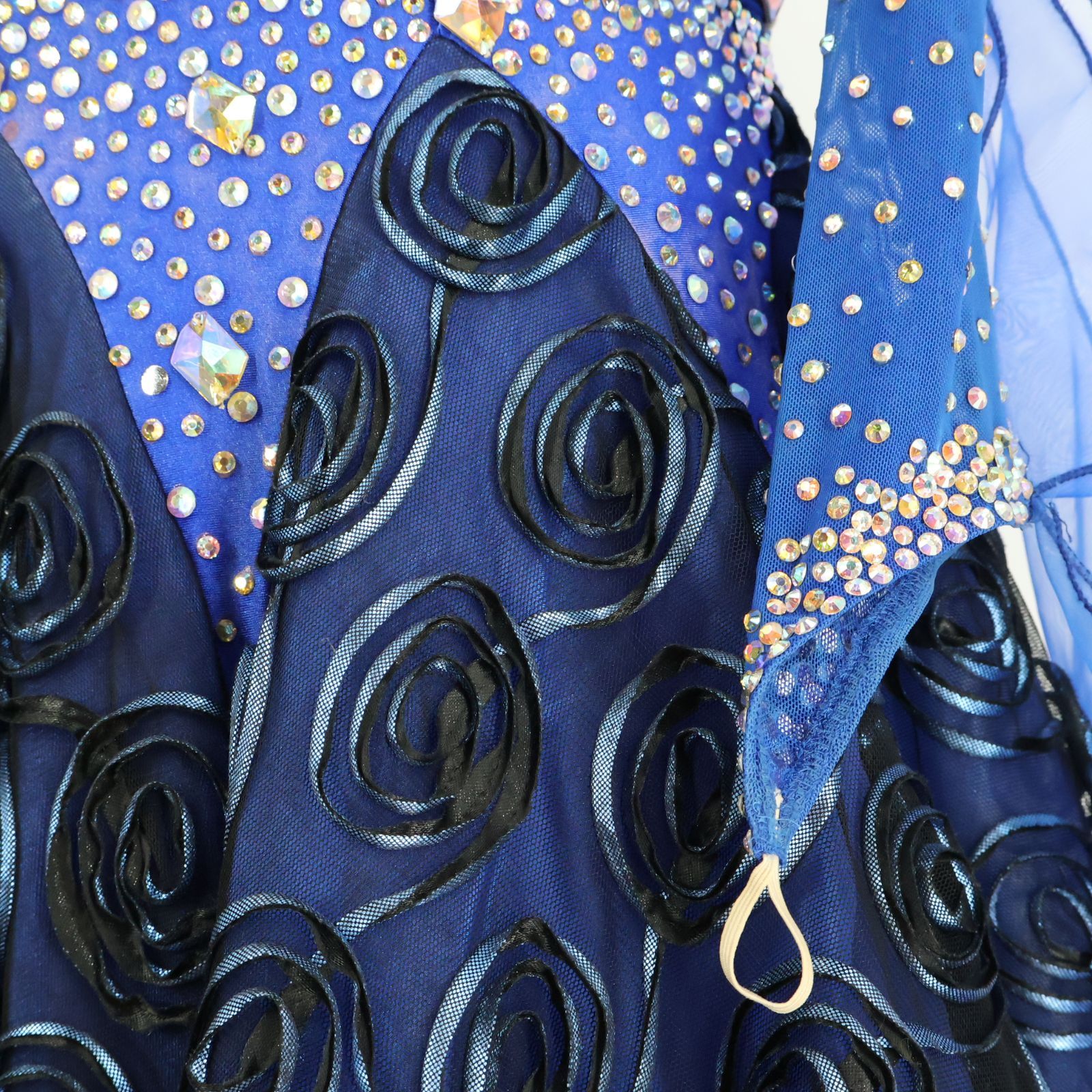 【社交ダンス衣装】ブルー×豪華フロート ワンピース ドレス 青 レース 社交ダンス衣装】ブルー×豪華フロート ワンピース ドレス 青