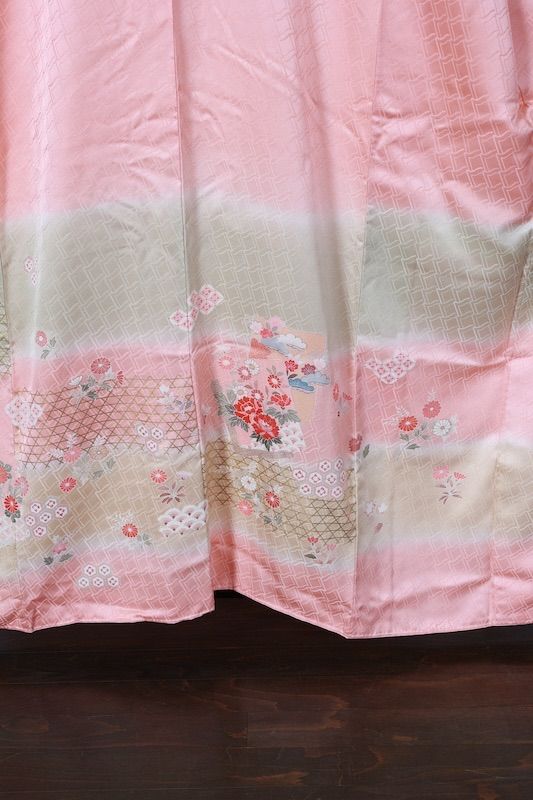 訪問着　桜色　ベージュ　ゴールド　グレー　青　緑　赤　京友禅　A494 訪問着 桜色 ベージュ ゴールド グレー 青 緑 赤 京友禅 A494 - メルカリ