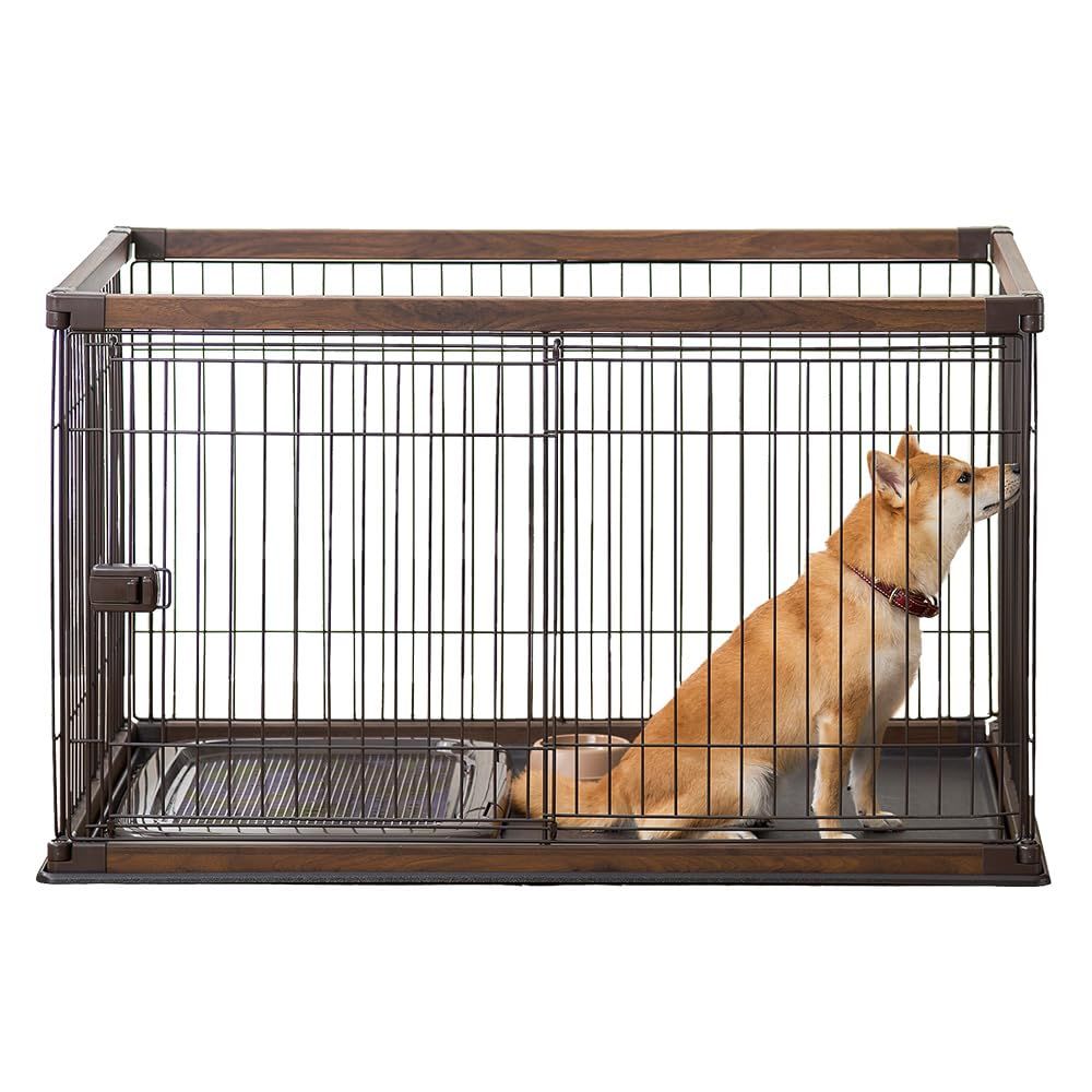 アイリスオーヤマ 犬 サークル ウッディサークル ウォールナット 中型犬用 P295979F IRIS OHYAMA