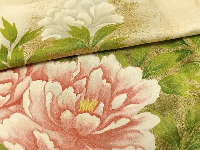 平和屋着物▽訪問着 単衣 作家物 手描き 枝花文 暈し染め 正絹 逸品 未