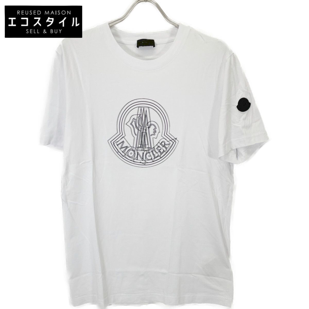 MONCLER モンクレール ホワイト 23年製 コットン ロゴプリント Tシャツ M MONCLER モンクレール ホワイト 23年製 コットン ロゴプリント Tシャツ M