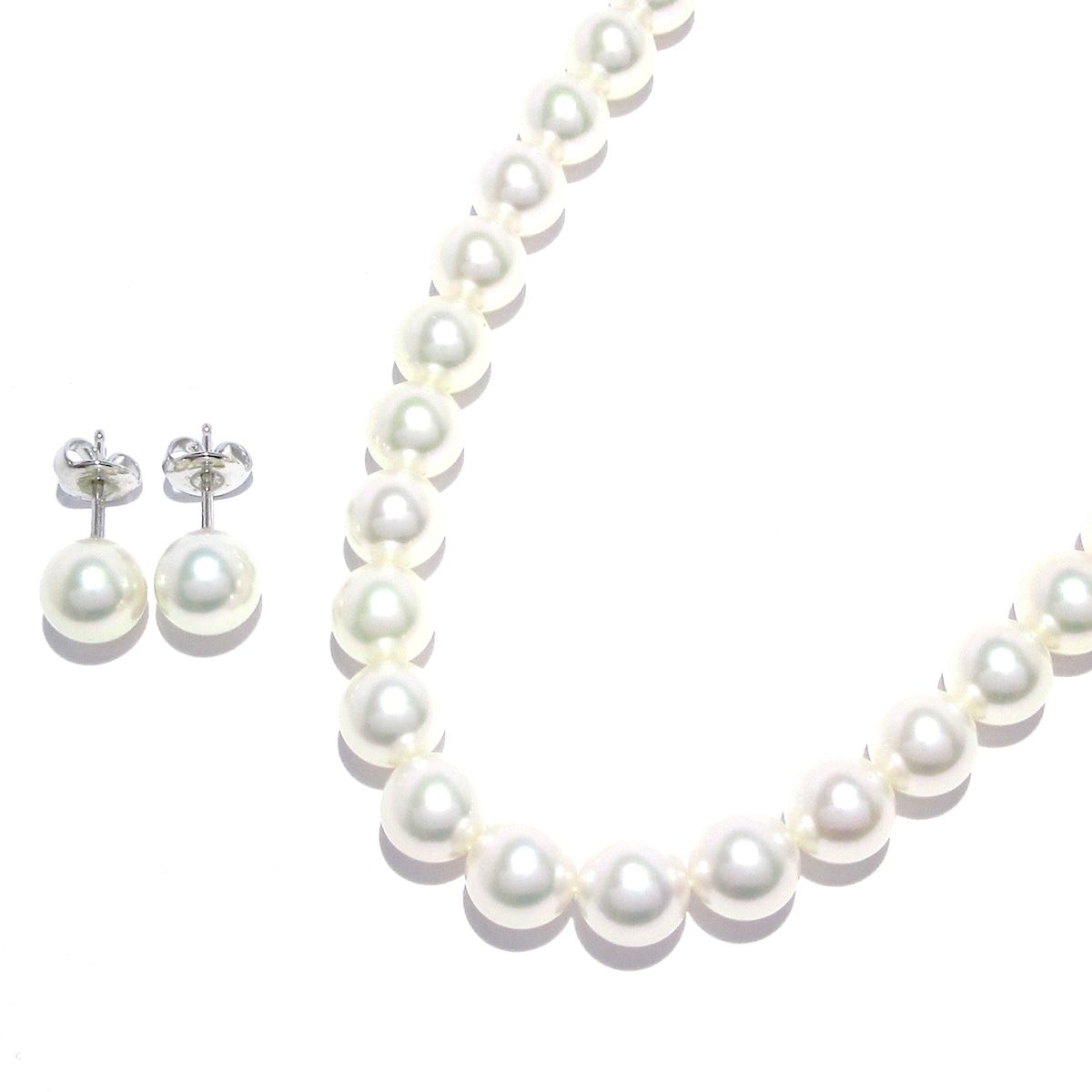 mikimoto ミキモト アクセサリー - パール×シルバー×K18WG ネックレス パール直径約7-8mm |ピアス パール直径約8mm |Mチャーム