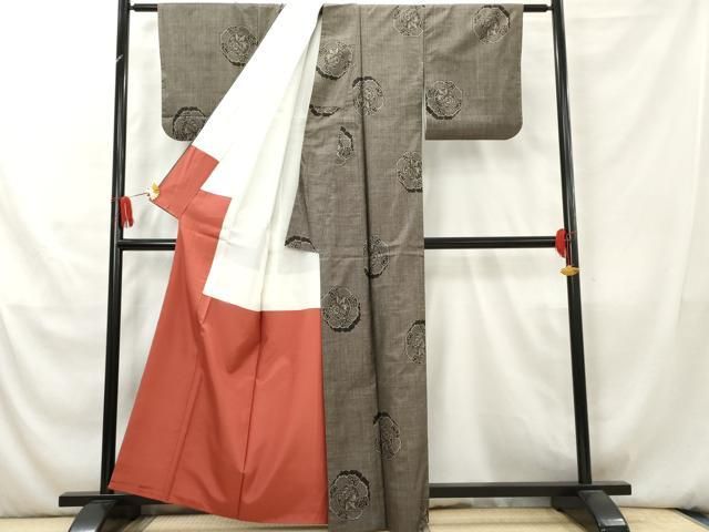 平和屋着物＃本場大島紬 割込み絣 道中着 色紙吉祥花文 正絹 逸品 未