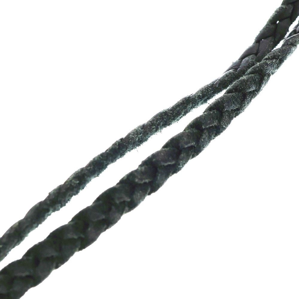 CHROME HEARTS (クロムハーツ) LEATHER BRAID リップアンドタンレザーブレード ネックレス ブラック/シルバー