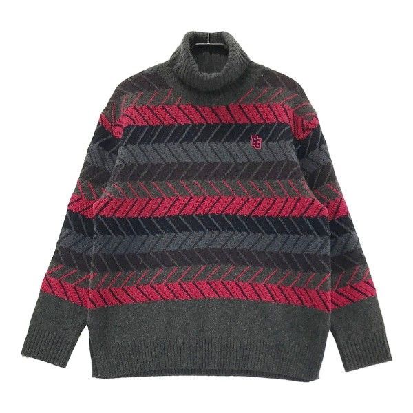 PEARLY GATES パーリーゲイツ 055-7274102 タートルネック 長袖ニットセーター 総柄 グレー系 1 ［ 240001962237］