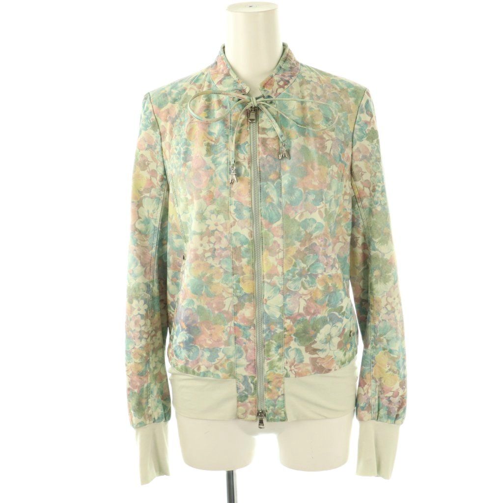 美品　パトリツィアペペ レザージャケット　ブルゾン　ラムレザー　40　M　紫 パトリツィアペペ PATRIZIA PEPE ラムレザーフラワープリント