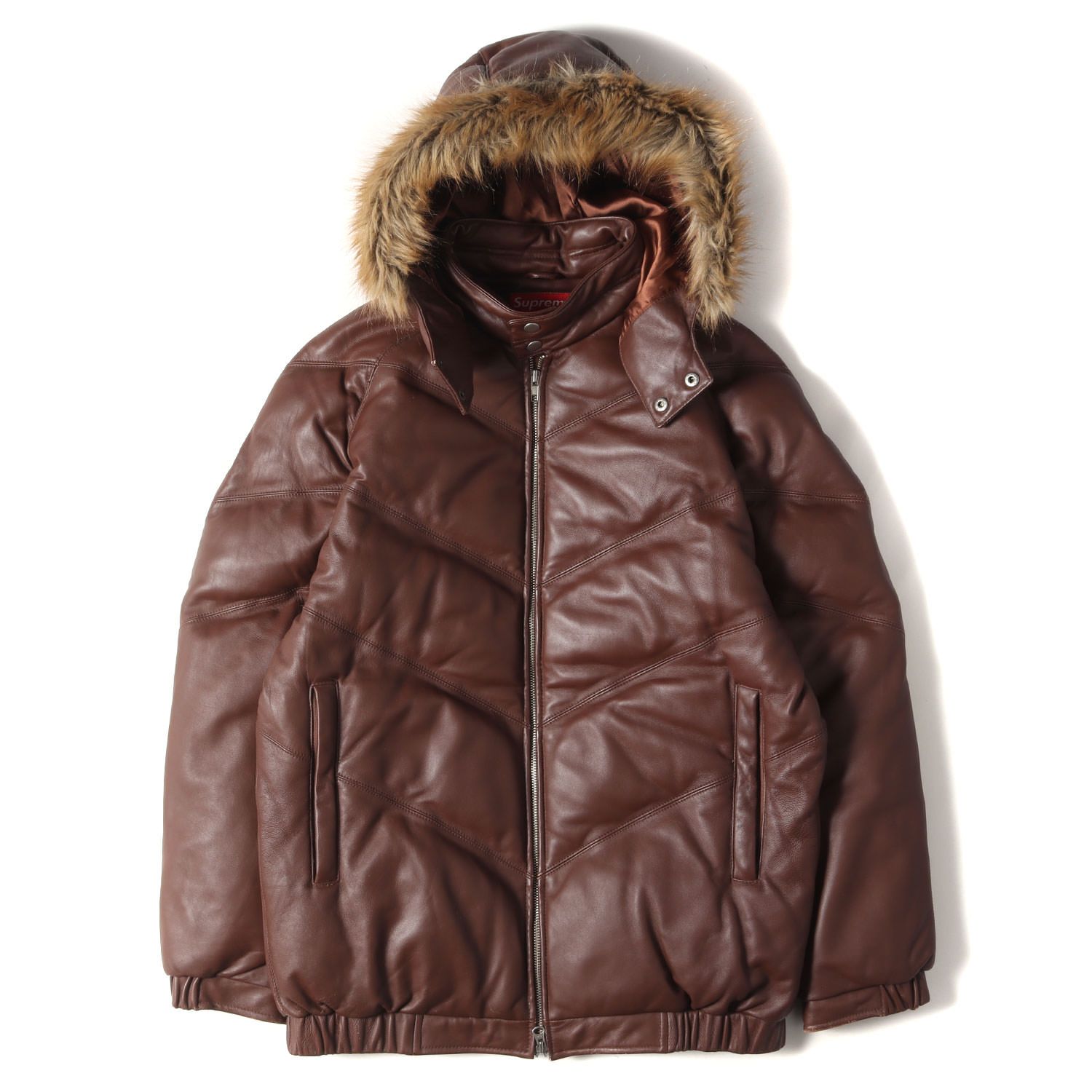 Supreme シュプリーム ジャケット サイズ:M ファーフード付き レザー 