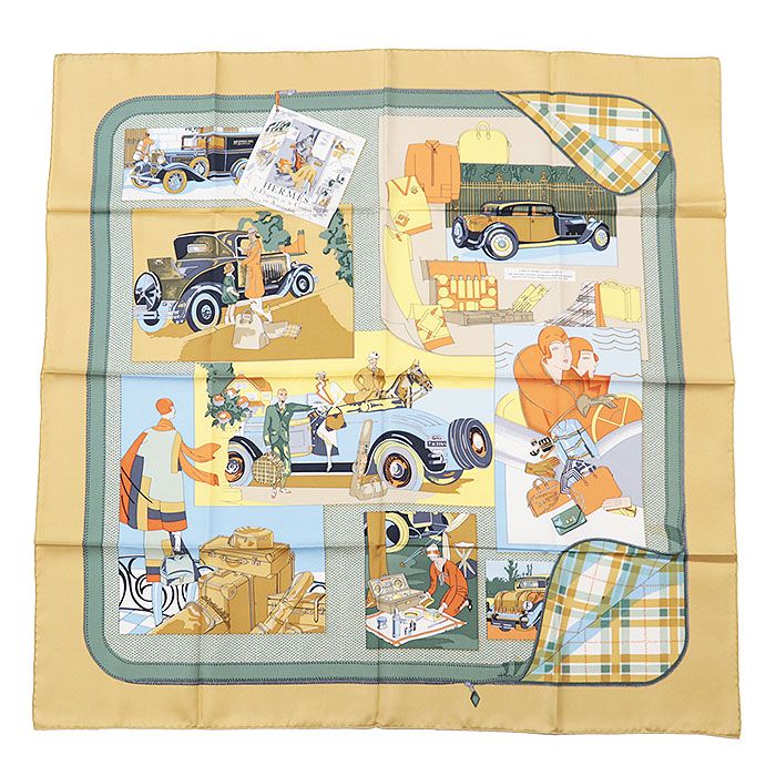 エルメススカーフ カレ90/柄名:自動車の快適 HERMES エルメス スカーフ カレ90 『L Elegance et le Confort