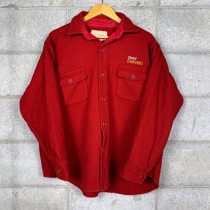 USA製 70s melton メルトン 企業物 ウール 長袖シャツ ロングスリーブシャツ サイズ メンズ L位 70年代 b25012851