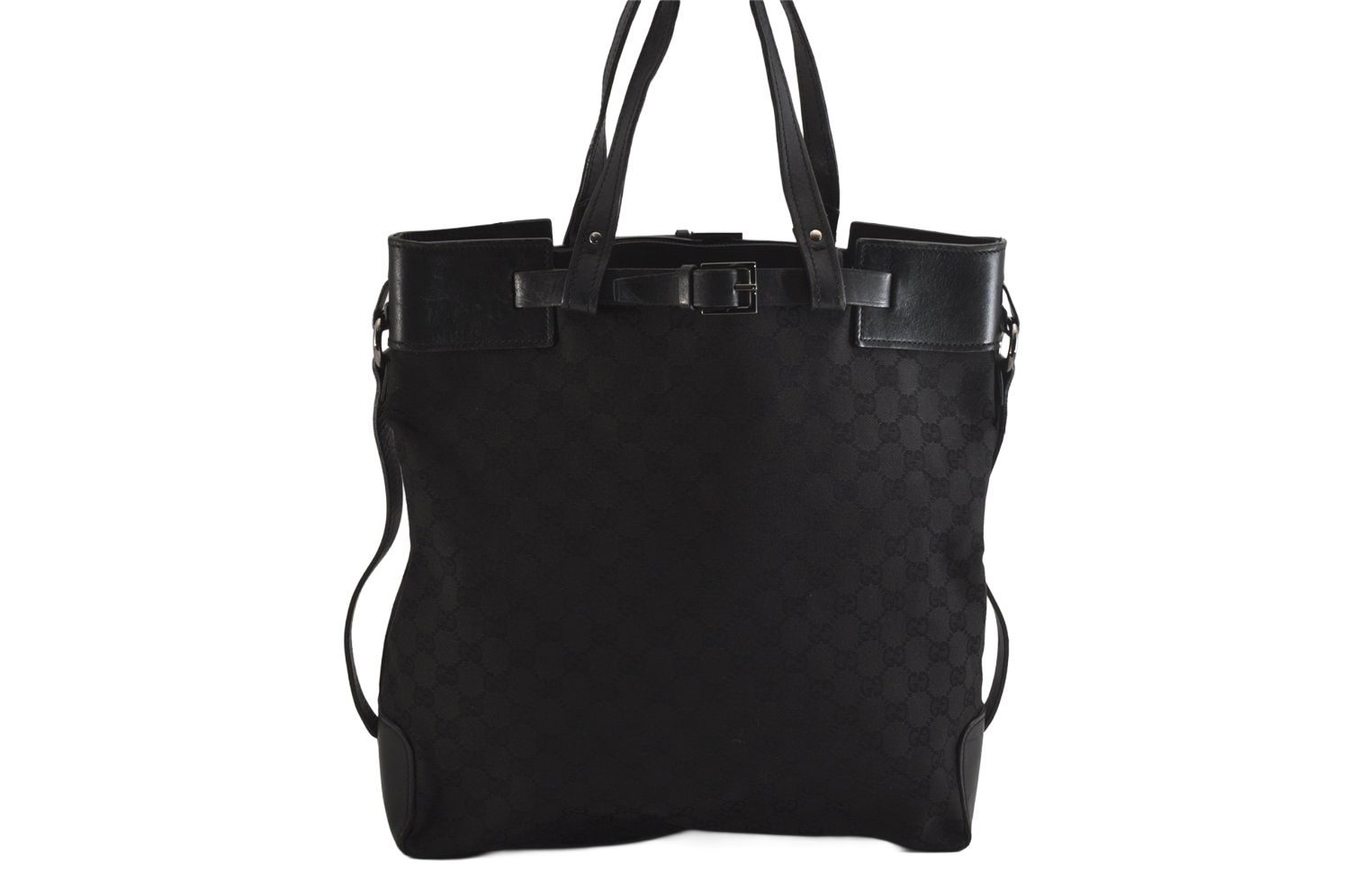 GUCCI グッチ ハンドトートバッグ GGキャンバス レザー 107756 ブラック ジャンク 5934M