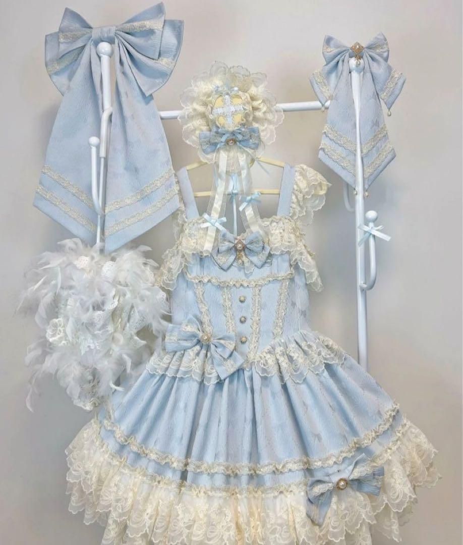 ゴスロリ ロリータドレス JSK甘ロリ ロリィタドレスリボン付き ライトグリーン ゴスロリ ロリータドレス JSK甘ロリ ロリィタドレスリボン付き
