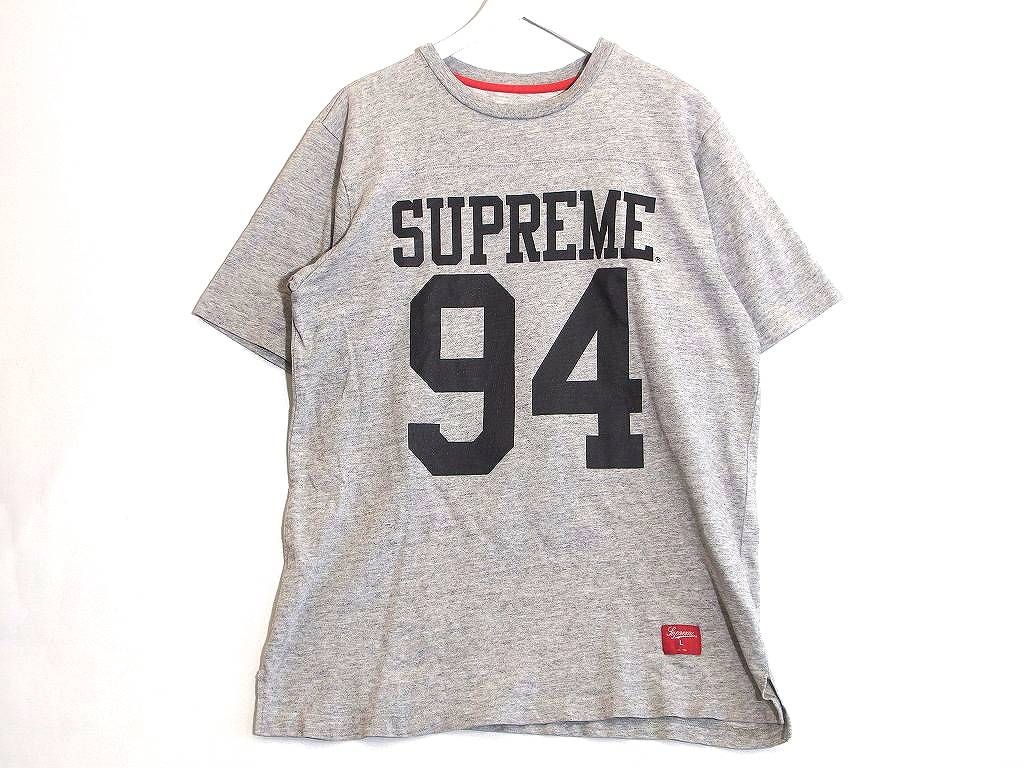 【216454】supreme シュプリーム  コットン Tシャツ　ナンバリング94　プリント半袖Tシャツ メンズ  ・L グレーミックス