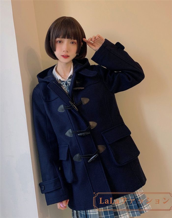 SHIPS シップス ファー付きダッフルコート カシミヤ混 ロング