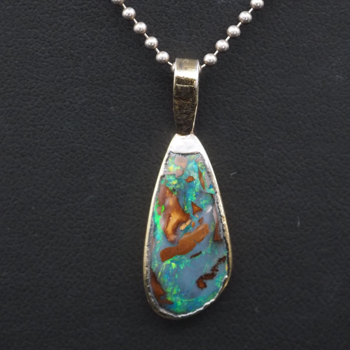 G116 オパール STG SIL刻印 ペンダント トップ ゴールド デザイン シルバー チャーム ヘッド ヴィンテージ 10月誕生石