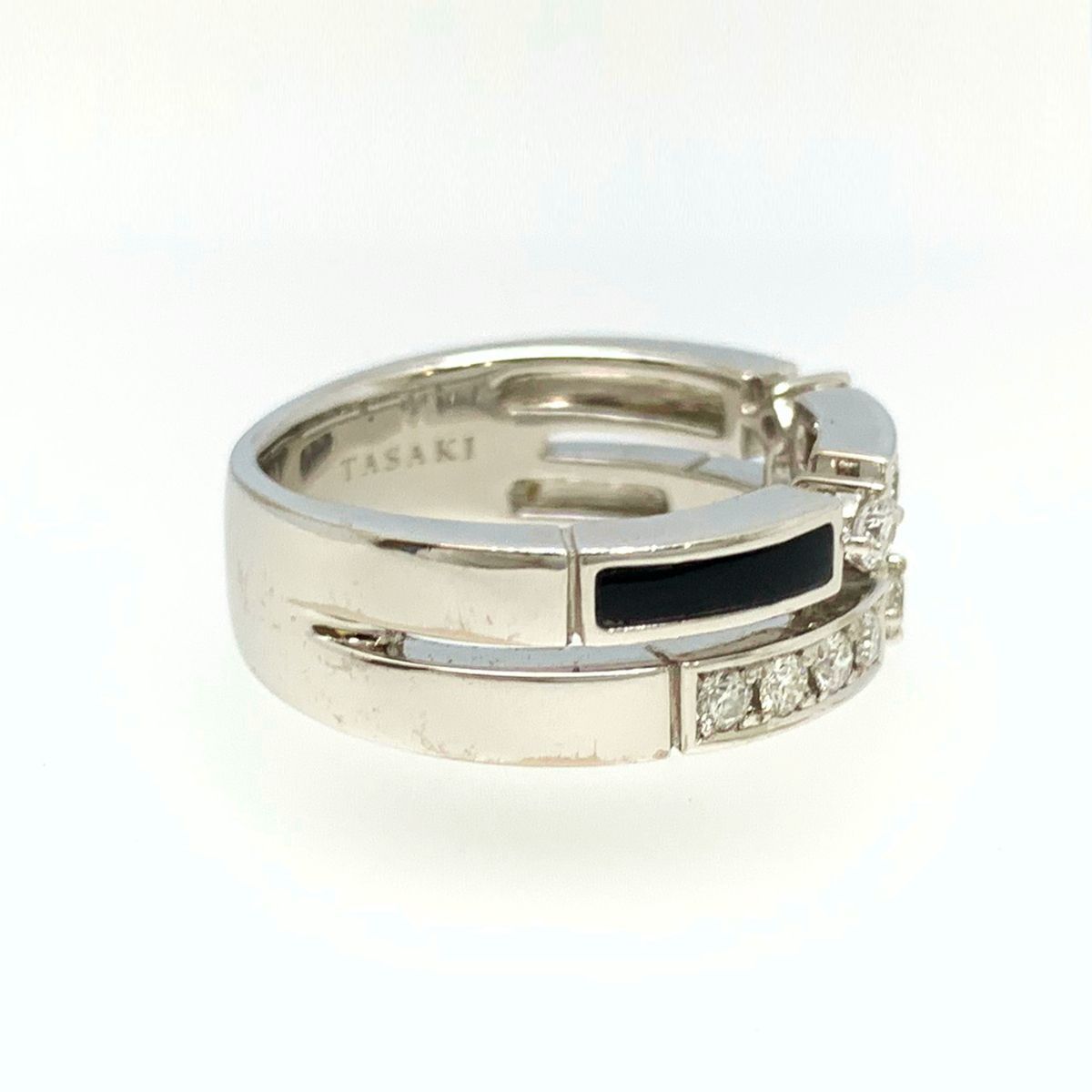 タサキ 田崎真珠 TASAKI 750 K18WG オニキス ダイヤモンド0.29ct 
