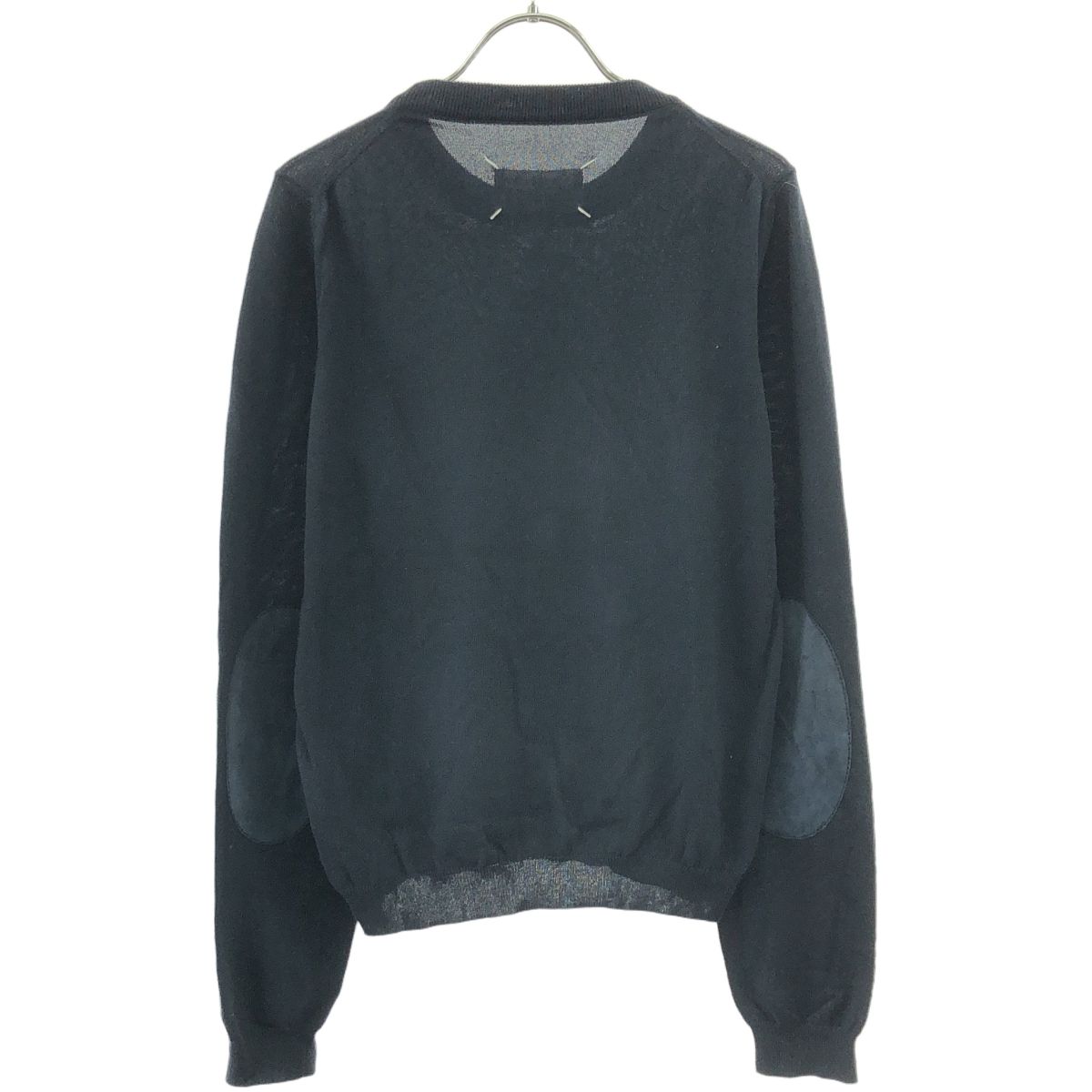 Maison Margiela4 メゾン マルジェラ 17SS エルボーパッチ コットンクルーネックニットセーター S51HA0722 ネイビー S Maison Margiela（旧Maison Martin Margiela） - Maison Margiela4