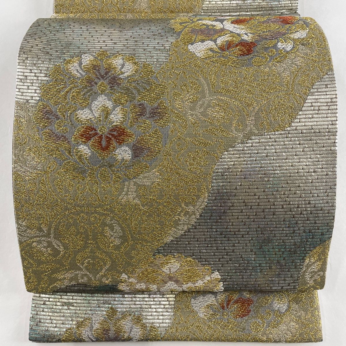 美品 正絹 逸品 花鳥 丸帯 秀品 全通 金糸 【中古】