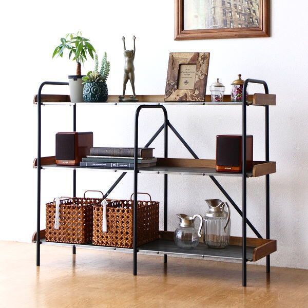 キッチン3段シェルフ スタイリッシュ オシャレ アイアン家具 シェルフ