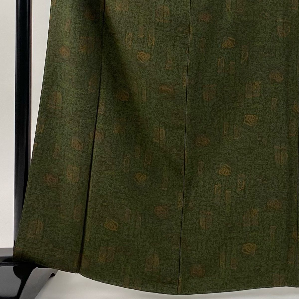 江戸小紋 身丈164cm 裄丈64.5cm M 袷 天女 獅子 茶緑色 正絹