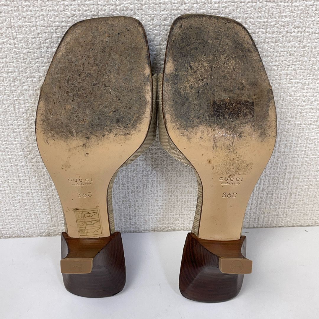 グッチ　ミュール　GG ベージュ　サンダル　キャンバス ベージュ系 GUCCI(グッチ) サンダル・ミュール(レディース