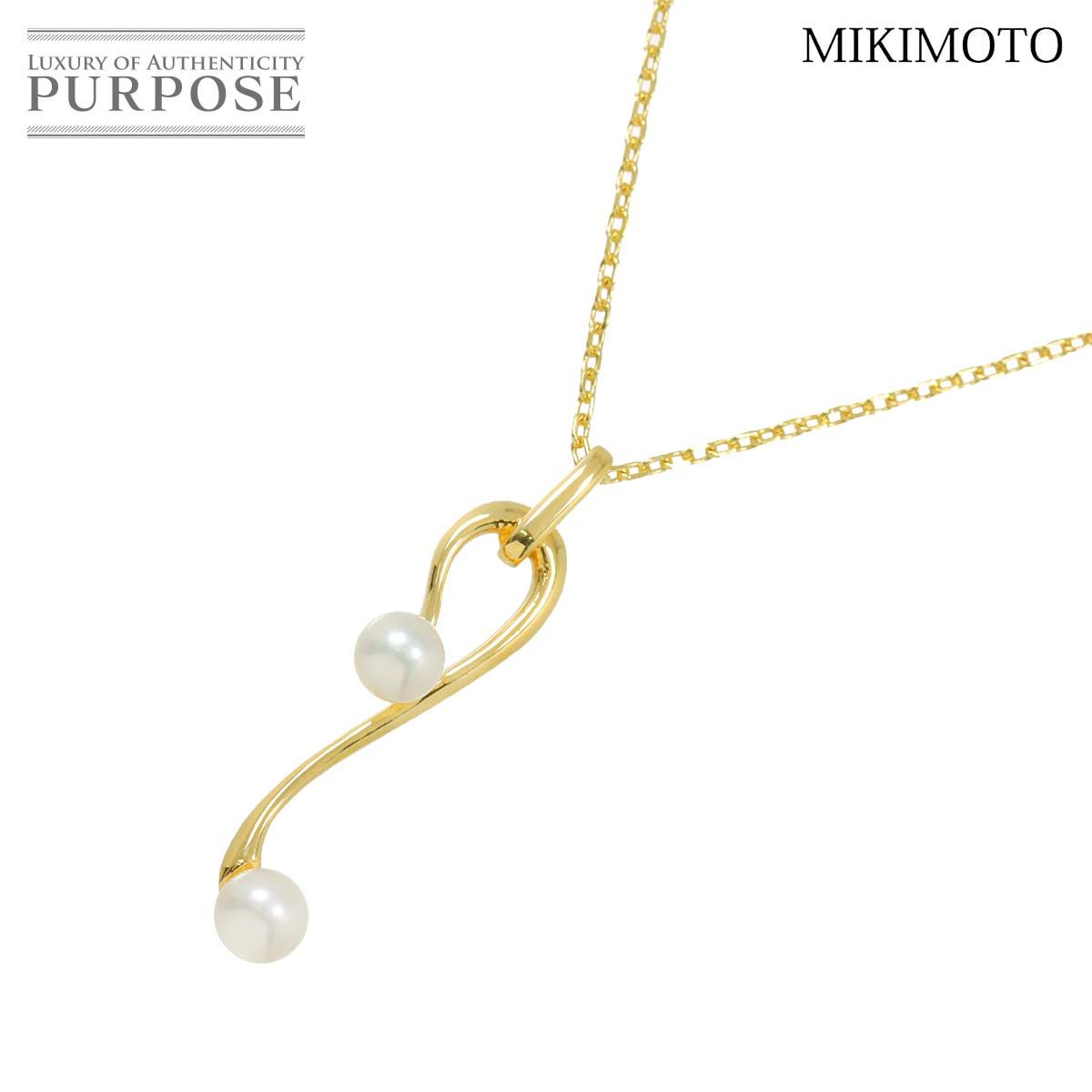 ミキモト MIKIMOTO アコヤ真珠 4.4-4.2mm ネックレス 38cm K14 YG 